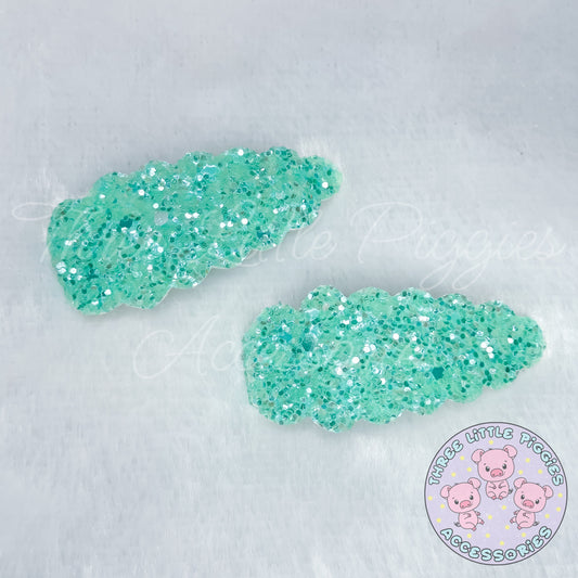 Minty Glitter Snap Clip