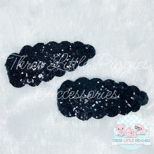 Black Glitter Snap Clip