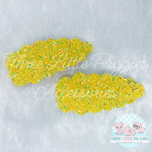 Yellow Glitter Snap Clip