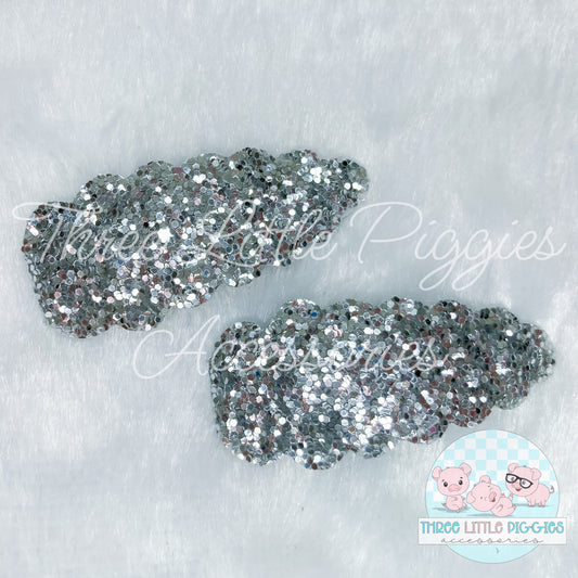 Silver Glitter Snap Clip